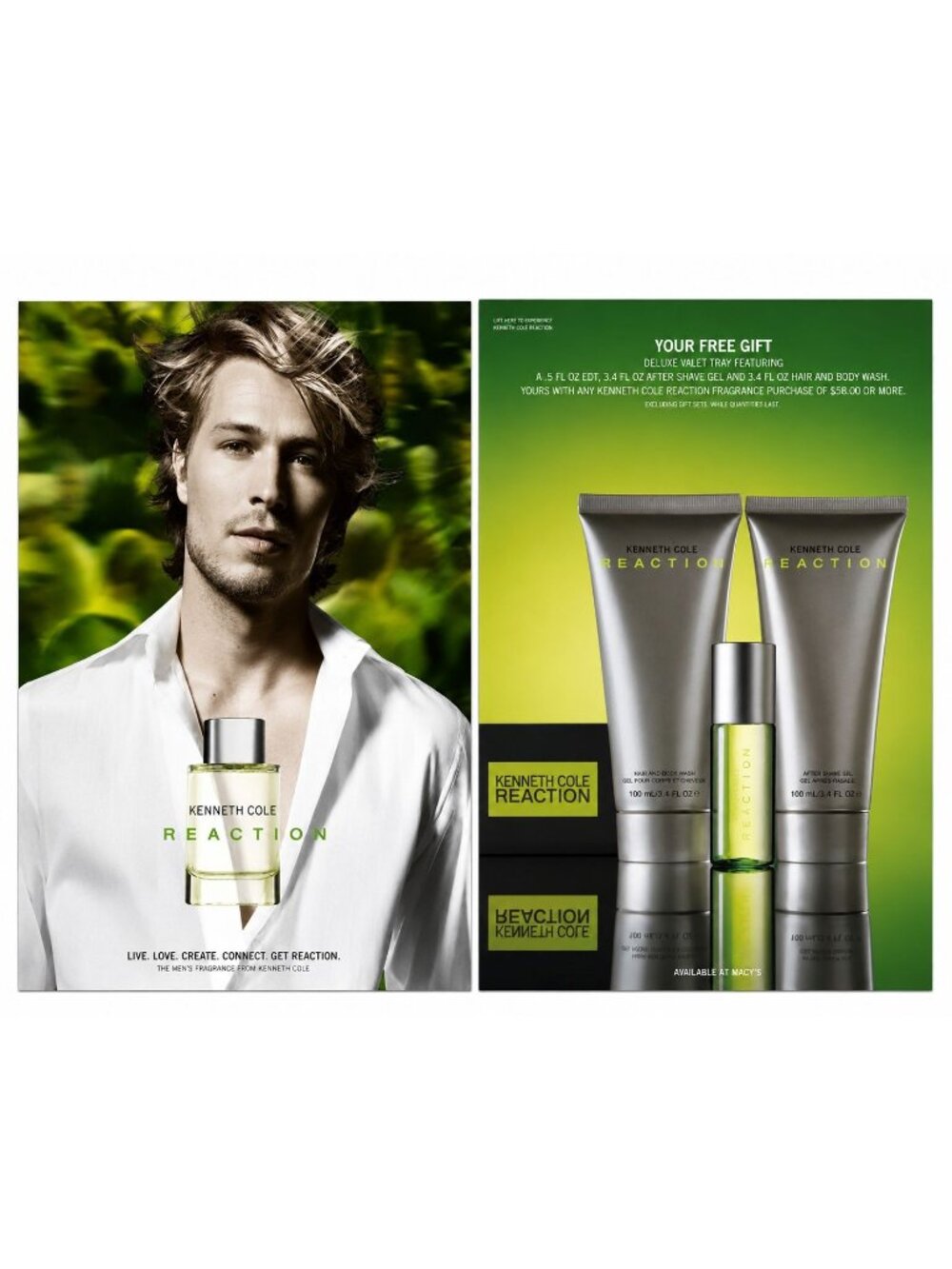 2007 Kenneth Cole Reaction Cologne Macy's Vintage Print Ad Double Sided